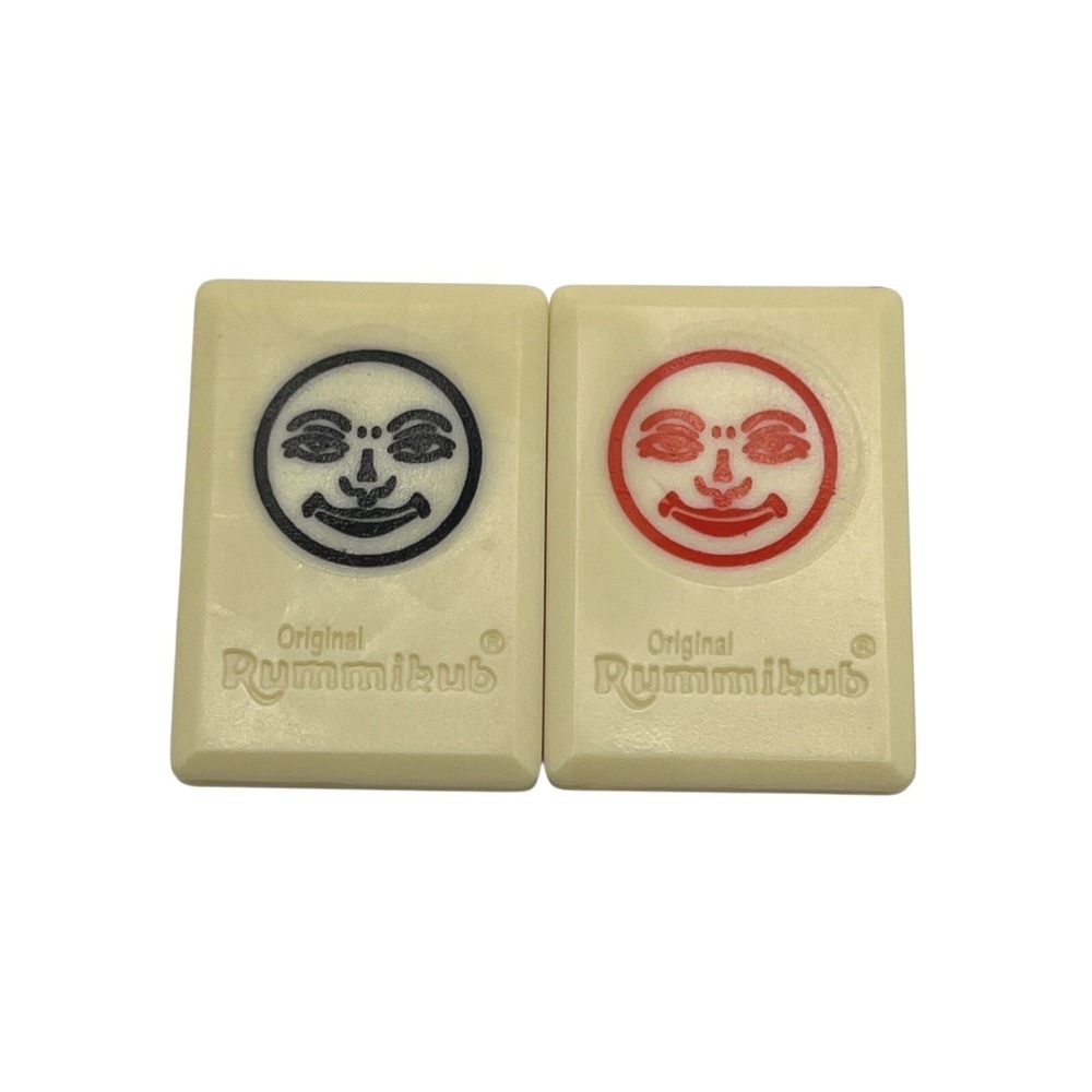 Rummikub Joker Tile Pre‎ Owned Set of 2 Red & Black 1997 Engraved
